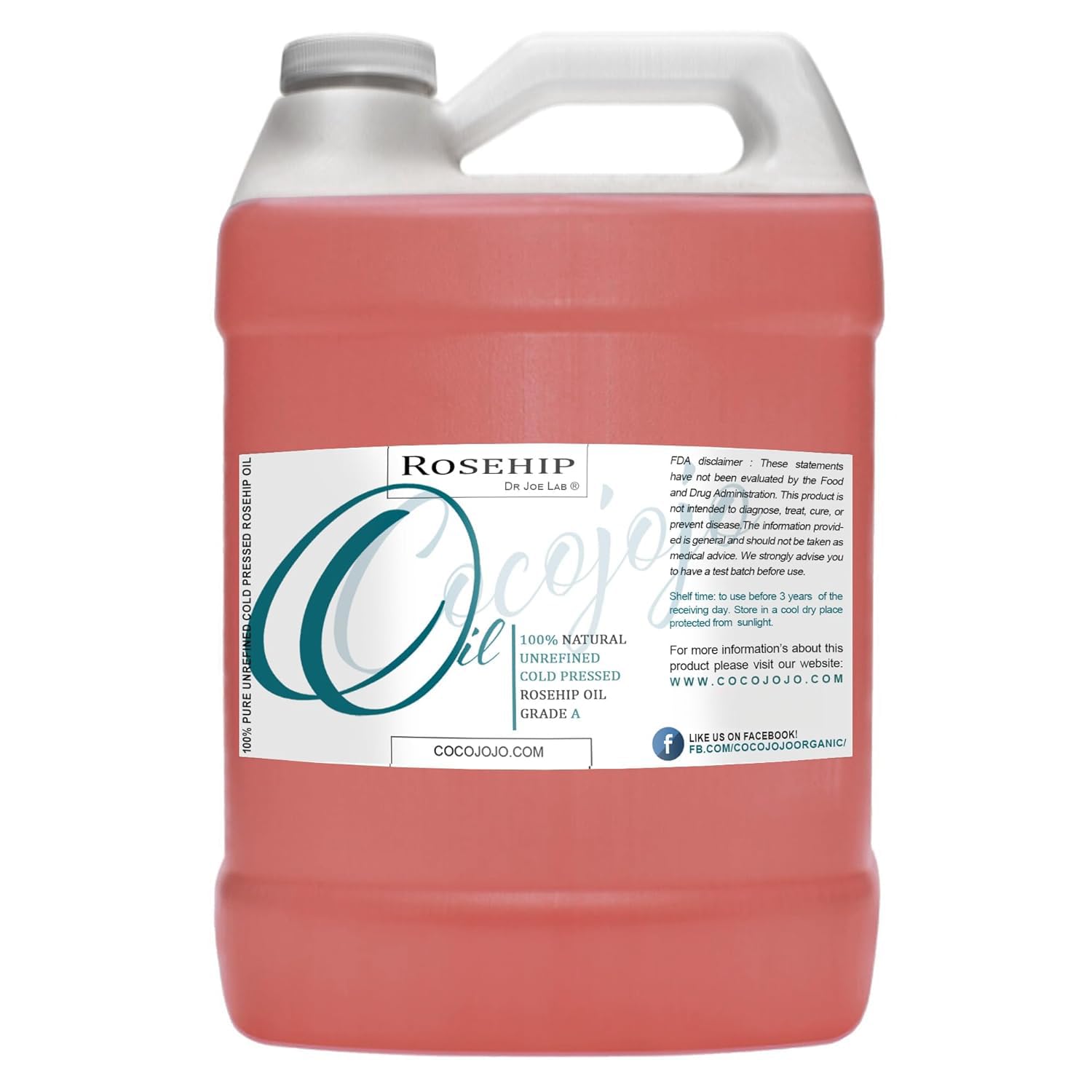 Dr Joe Lab Rosehip Oil for Face, Rose Oil for Face, Rose Hip Oil Organic for Face, Organic Rosehip Oil, 100% Pure Unrefined Cold Pressed All Natural for Hair Skin Face Body Nails Jojoba Oil - 32 Oz