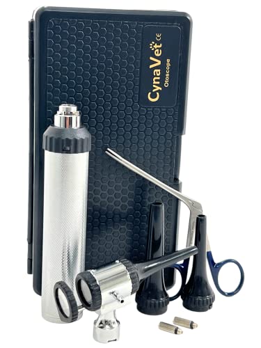 ArtLaB-Premium Veterinary Otoscope Set Kit Veterinary Diagnostic Set Instrument with Reusable Ear Speculas Set -Veterinary Diagnostic Otoscope Set and Hartmann Speculum (Vet Slit Head with Forceps)