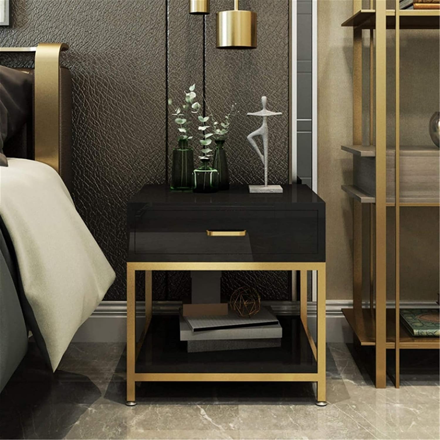 Table Nightstand Fashion Modern Nightstand Nordic Luxury Bedside Table Bedroom Furniture Simple Modern Bedroom Bedside Table Storage Unit Small Console