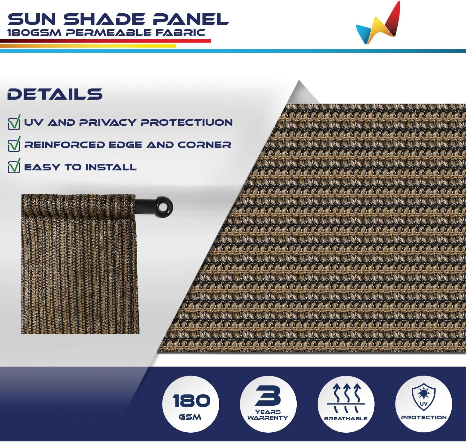 13'x25' Outdoor Pergola Replacement Shade Cover Canopy for Patio Privacy Shade Screen Panel with Grommets on 2 Sides Includes Weighted Rods Breathable UV Block Brown-Customized