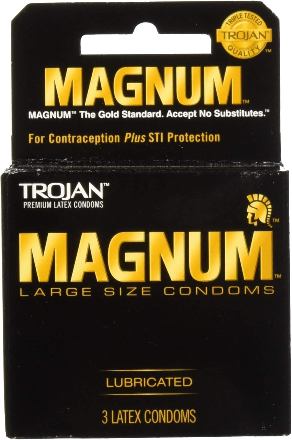 Trojan Magnum Condoms Large Lubricated Latex - 3 ct, Pack of 4