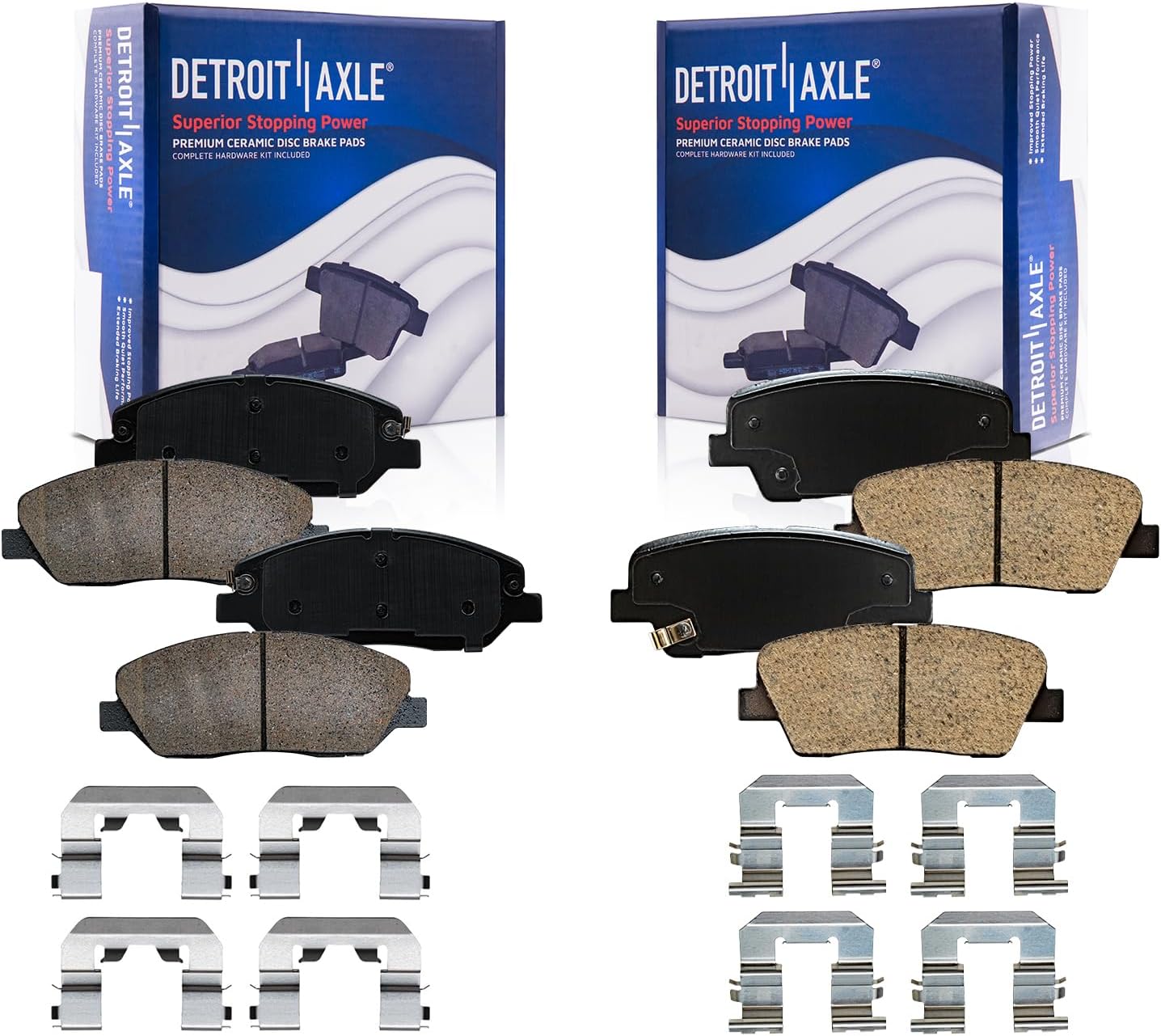 Detroit Axle - 4pc Brake Pads for Hyundai Santa Fe XL Entourage Kia Borrego Sedona, 4 Front and Rear Ceramic Brake Pads Replacement