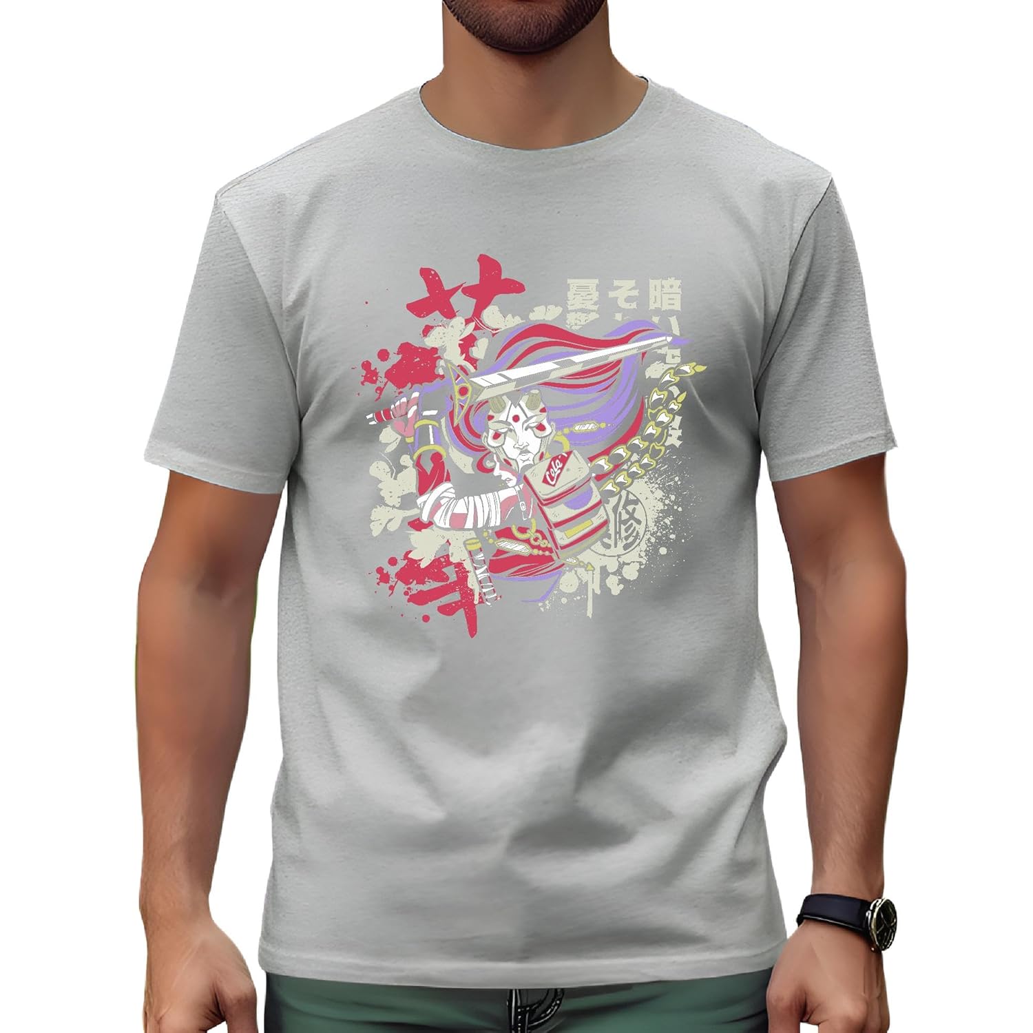 Street Art Style Asian Warrior Gift for Men and Women Men Women White Multicolor T