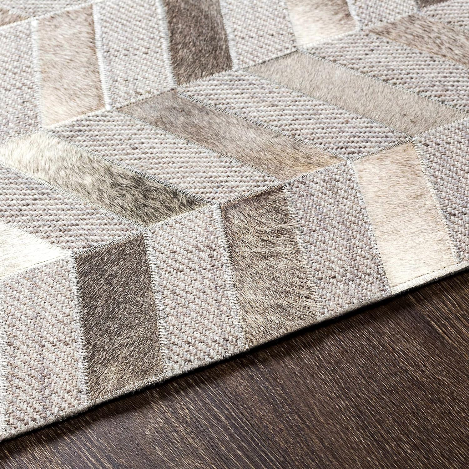 Hauteloom Anibongan Wool Living Room, Bedroom Area Rug - Modern - Gray - 5' x 7'6