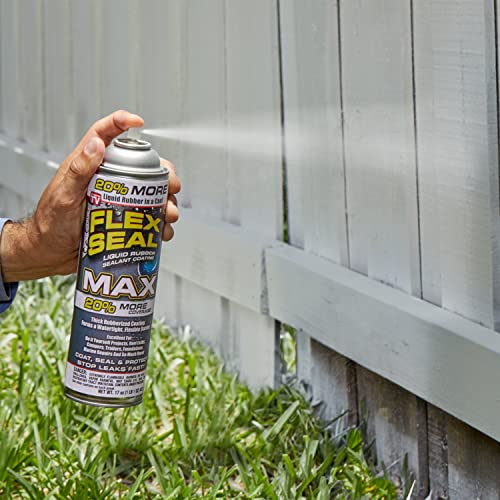 Flex Seal MAX, 17 oz, 1-Pack, White, Stop Leaks Instantly, Waterproof Rubber Spray On Sealant Coating, Perfect for Gutters, Wood, RV, Campers, Roof Repair, Skylights, Windows, and More