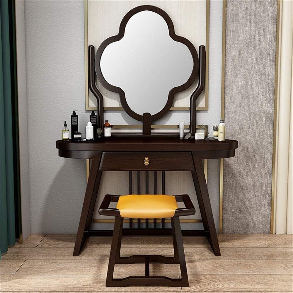 Luxury Dressing Vanity Table w/Stool for Bedroom, Dresser Table All Solid Wood New Chinese Master Bedroom Dressing Table Nordic Bedroom Simple