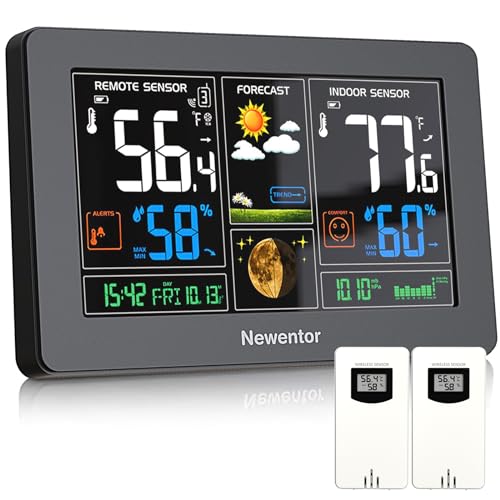 Newentor Weather Stations Wireless Indoor Outdoor with 2 Remote Sensors, 7.5