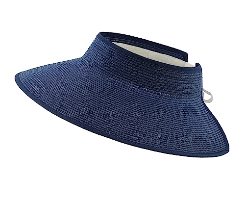 Home Prefer Women's Straw Sun Hat UPF50+ Wide Brim Beach Hat Roll Up Sun Visor