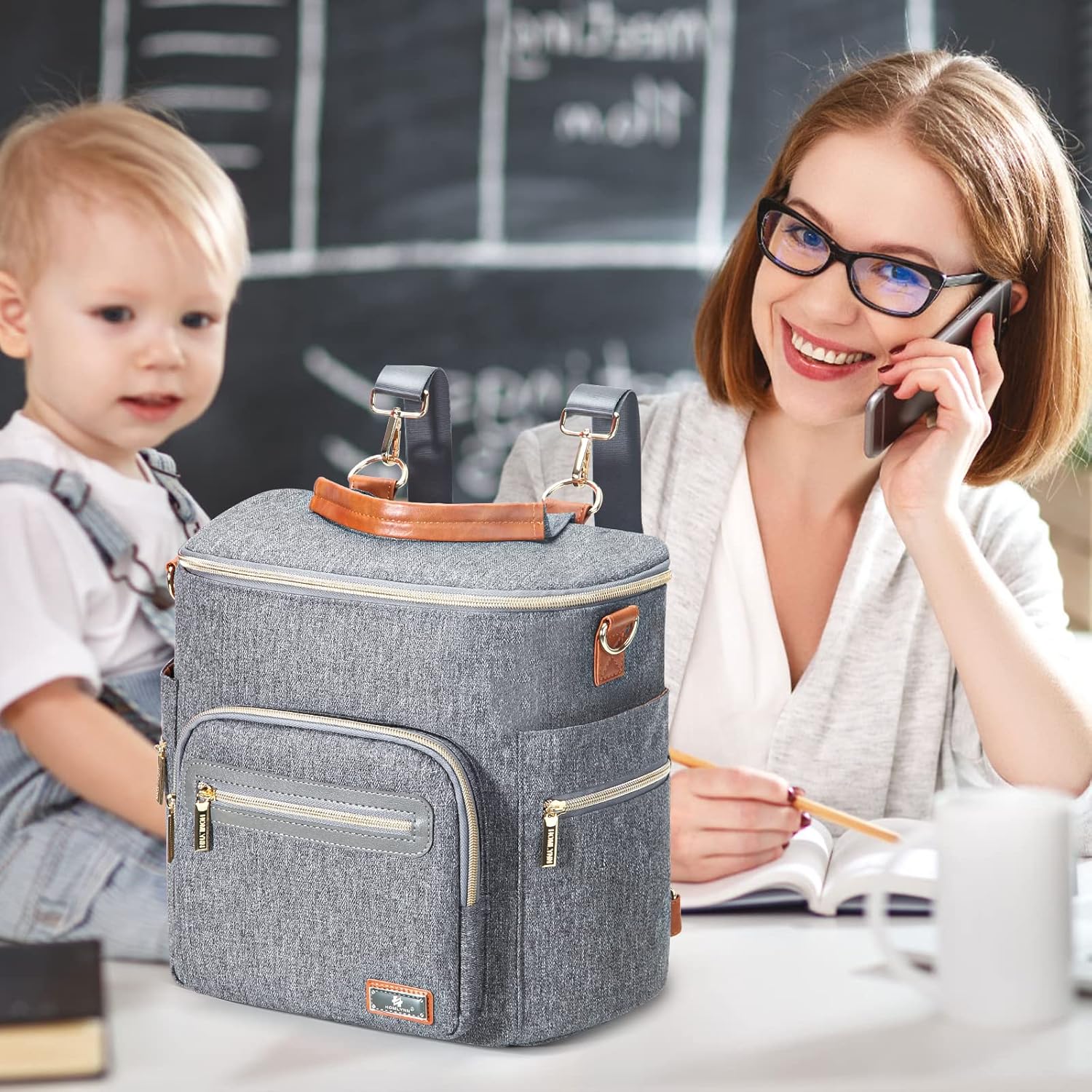 Changing Bag Backpack, Large Diaper Backpack Waterproof Multifunction Travel Back Pack Maternity Baby Changing Bags for Moms Dad Gift