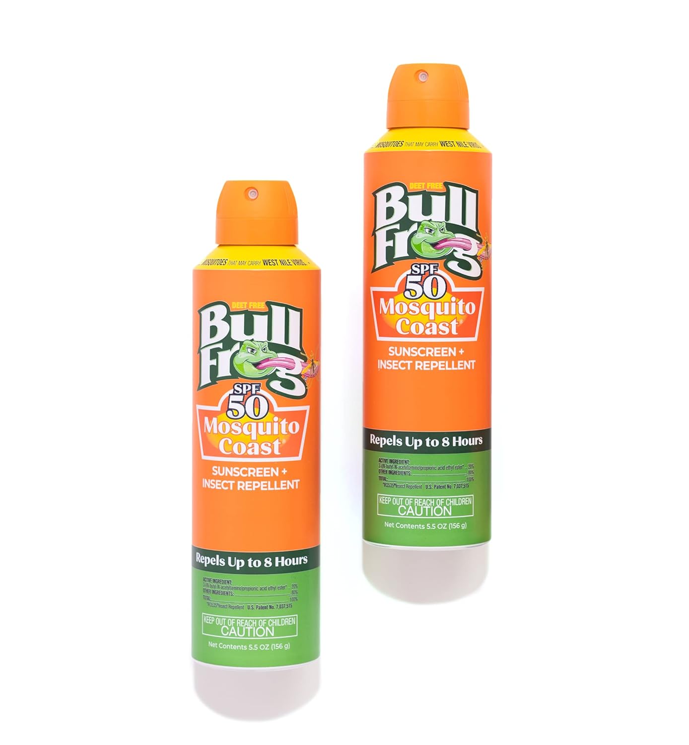 Bullfrog Mosquito Coast Sunscreen SPF50 + Insect Repellant 5.5oz Continuous Spray, 2pk