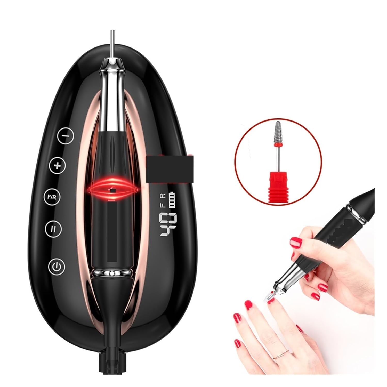 Nail Drill Machine 40000RPM Electric Nail Drill, Professional Cordless Nail Drill, Rechargeable Portable Nails Sander for Gel Removing, Nail Salon Polisher ( Color : YK-901-Purple , Size : A ) (Yk 901