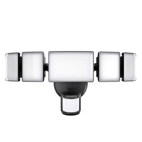 Olafus 100W LED Security Light Motion Sensor Outdoor Light, Motion Flood Light Dusk to Dawn, 10000LM Super Bright 6500K LED Safety Lamps with Motion Detector for Garage Yard Porch IP65, Black
