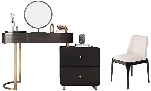 Luxury Dressing Vanity Table w/Stool for Bedroom, Nordic Modern Light Luxury Dressing Table Retractable Storage Cabinet Bedroom Modern Creative(Style 1 (Ordinary Mirror))