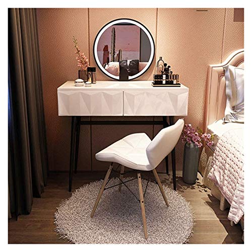 Luxury Dressing Vanity Table w/Stool for Bedroom, Light Luxury Nordic Style Environmentally Friendly Dressing Table Bedroom Modern Minimalist Small Apartment(Style 3 (90cm))