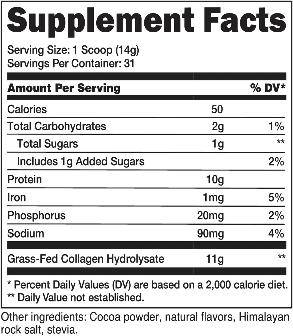 Nutricost Grass-Fed Collagen Powder 1LB (454 G) (Chocolate) - Grass Fed Bovine Collagen Hydrolysate - Collagen Peptides