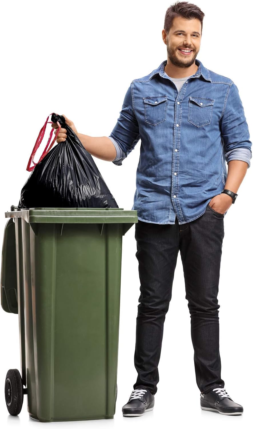 Reli. 39 Gallon Trash Bags Drawstring (200 Count Bulk) Large 39 Gallon Heavy Duty Drawstring Trash Bags - Black Garbage Bags 39 Gallon Capacity, Lawn Leaf (39 Gal)