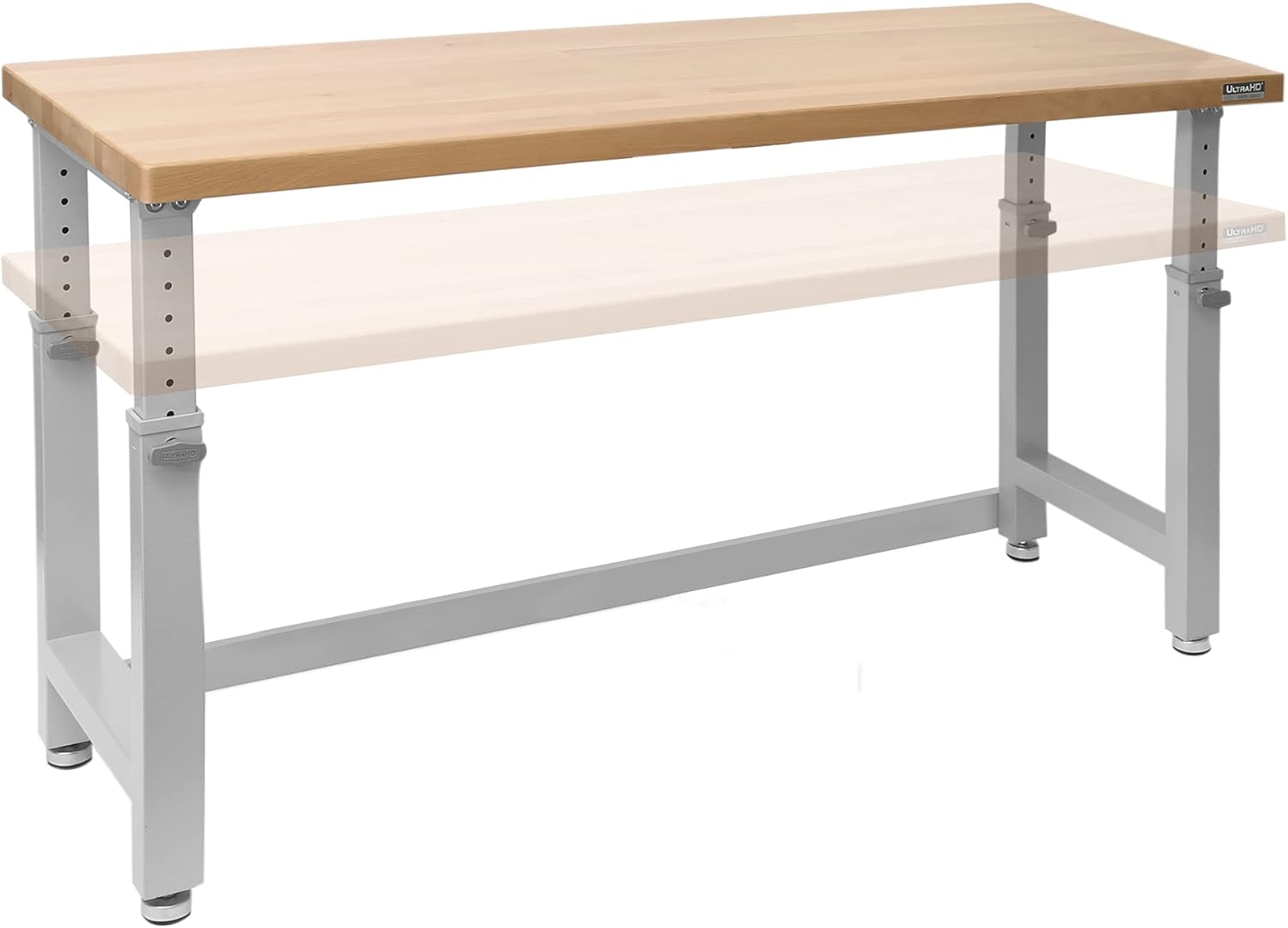 Seville Classics Heavy-Duty Wood Top Workbench Height Adjustable Desk, 72