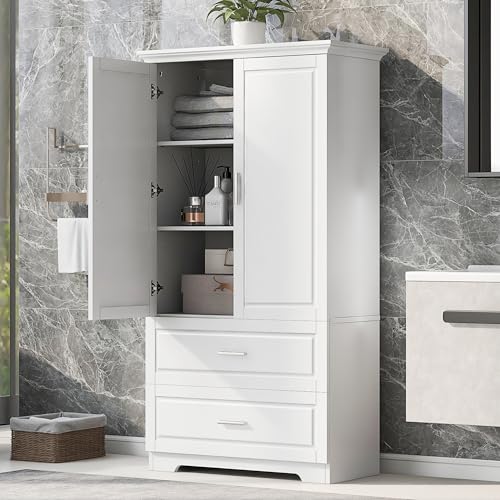 Corner Cabinet with Adjustable Shelf and Barn Door Design,Freestanding Floor Mount Storage Organizer,Home Space Saver for Bath,Living Room,Kitchen,Gray, 31.5