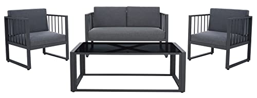 SAFAVIEH Outdoor Collection PAT7726 Conversation Set, Grey/Grey