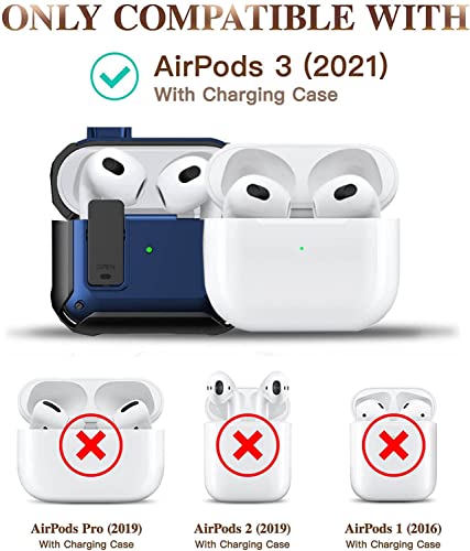 Airpods 3rd Generation Case Cover Clear Men Lock Clip, GARTOO Protective Case Compatible with Air Pod 3rd Gen for Women Girls Kids, Clear