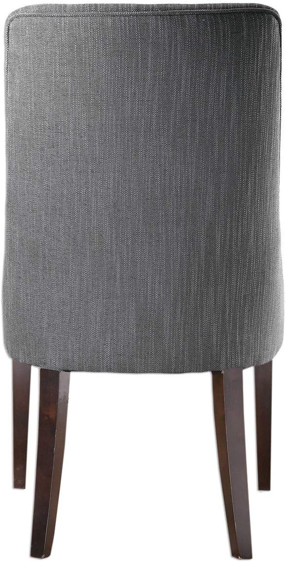 MY SWANKY HOME Elegant Charcoal Gray Dining Chairs Set 2 Rounded Back Curve Fabric Upholstery