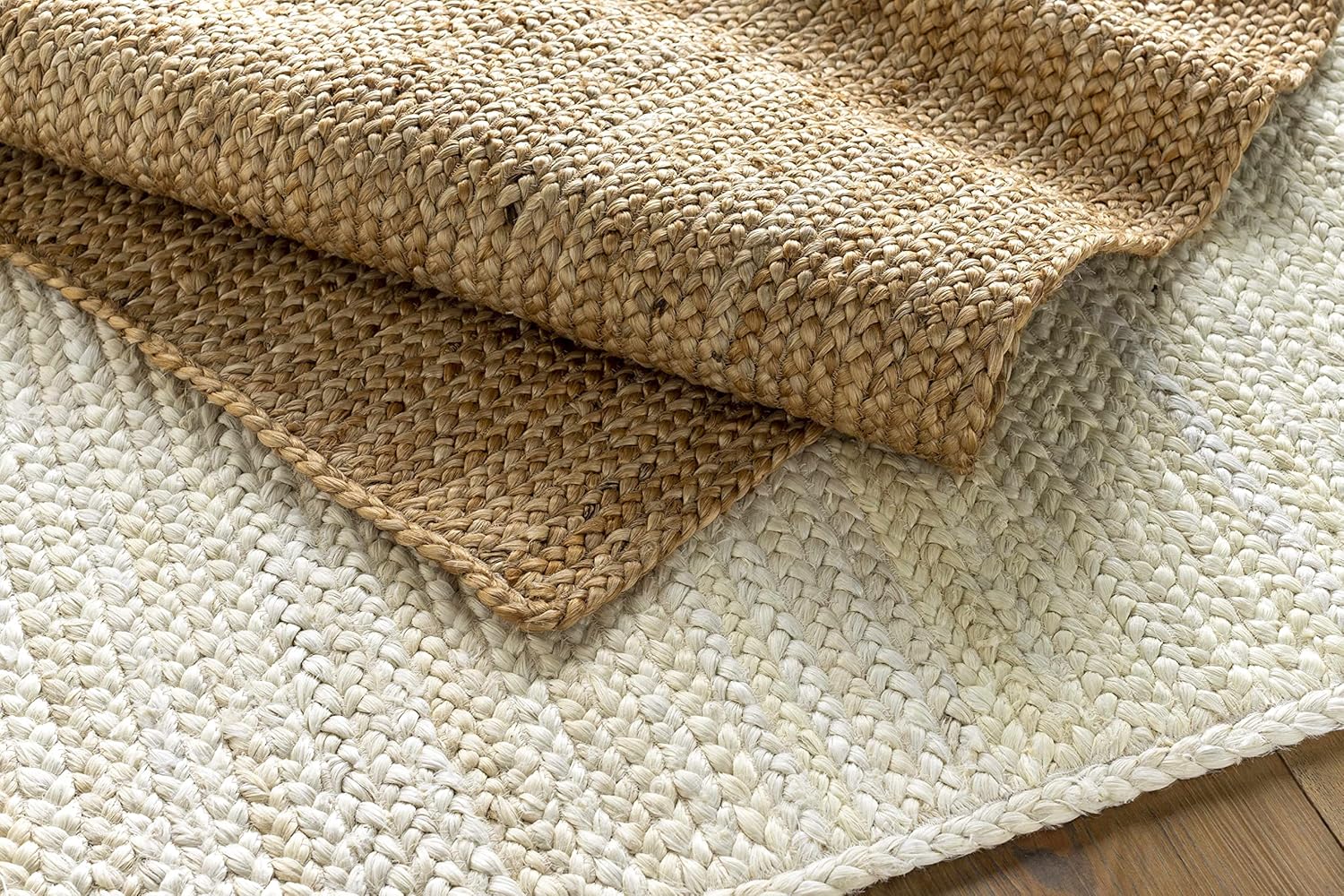 Hauteloom Pangnirtung Sea Grass Jute Rug - Natural Fiber Area Rug - Natural Farmhouse Look Carpet - Rattan Wicker Look Carpet - Light Brown, Light Beige, Cream - 6' x 9' Oval