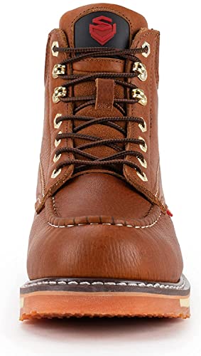 SUREWAY 6” Mens Heavy Duty Steel/Composite/Soft Toe Work Boots for Men,Goodyear Welt,Extremely Comfortable Durable Proved,Superior Oil/Slip Resistant,Thicker Leather,Wedge Sole,Moc Toe Work Boots/Shoes for Men,EH Safety Industrial Construction Boots