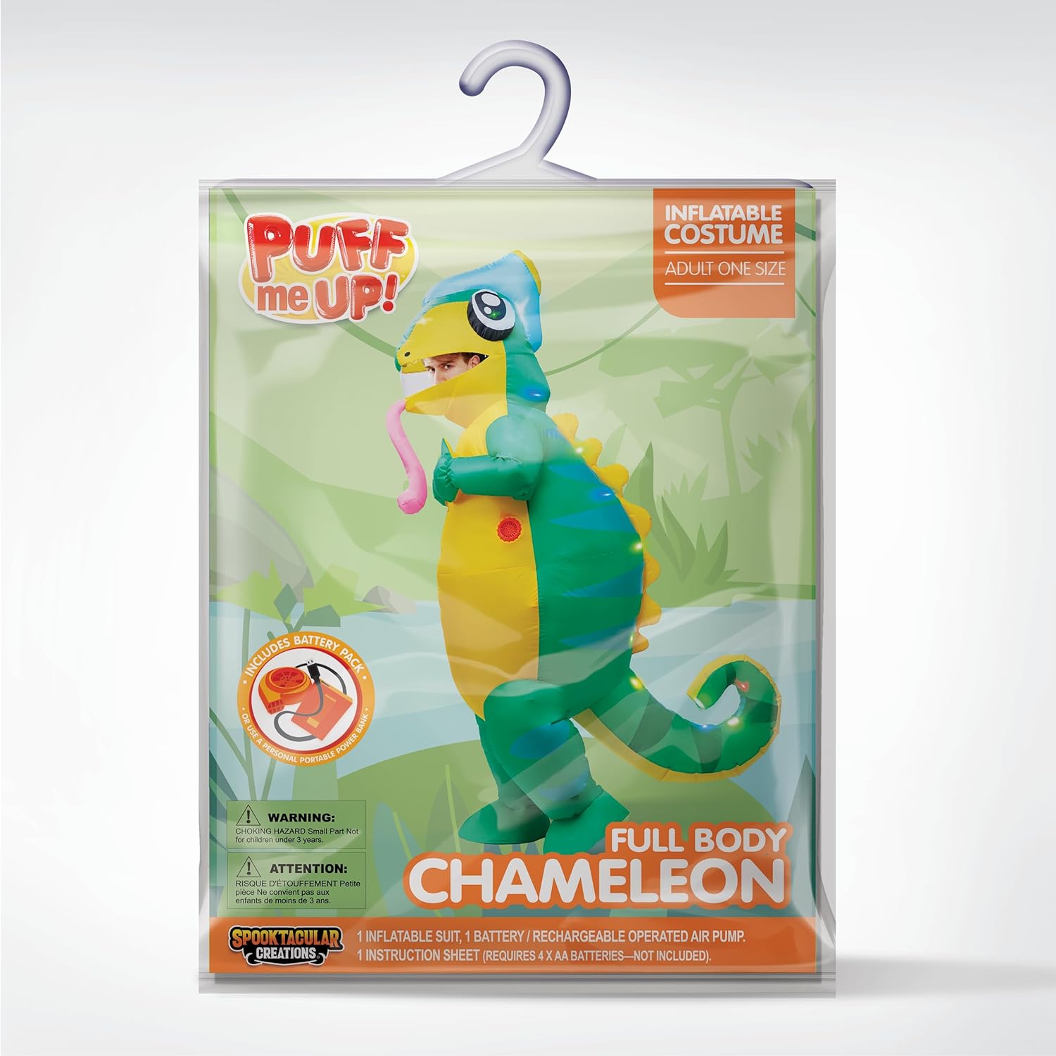 Spooktacular Creations Adult Inflatable Costume Full Body Light-up Chameleon Air Blow-up Deluxe Halloween Costume