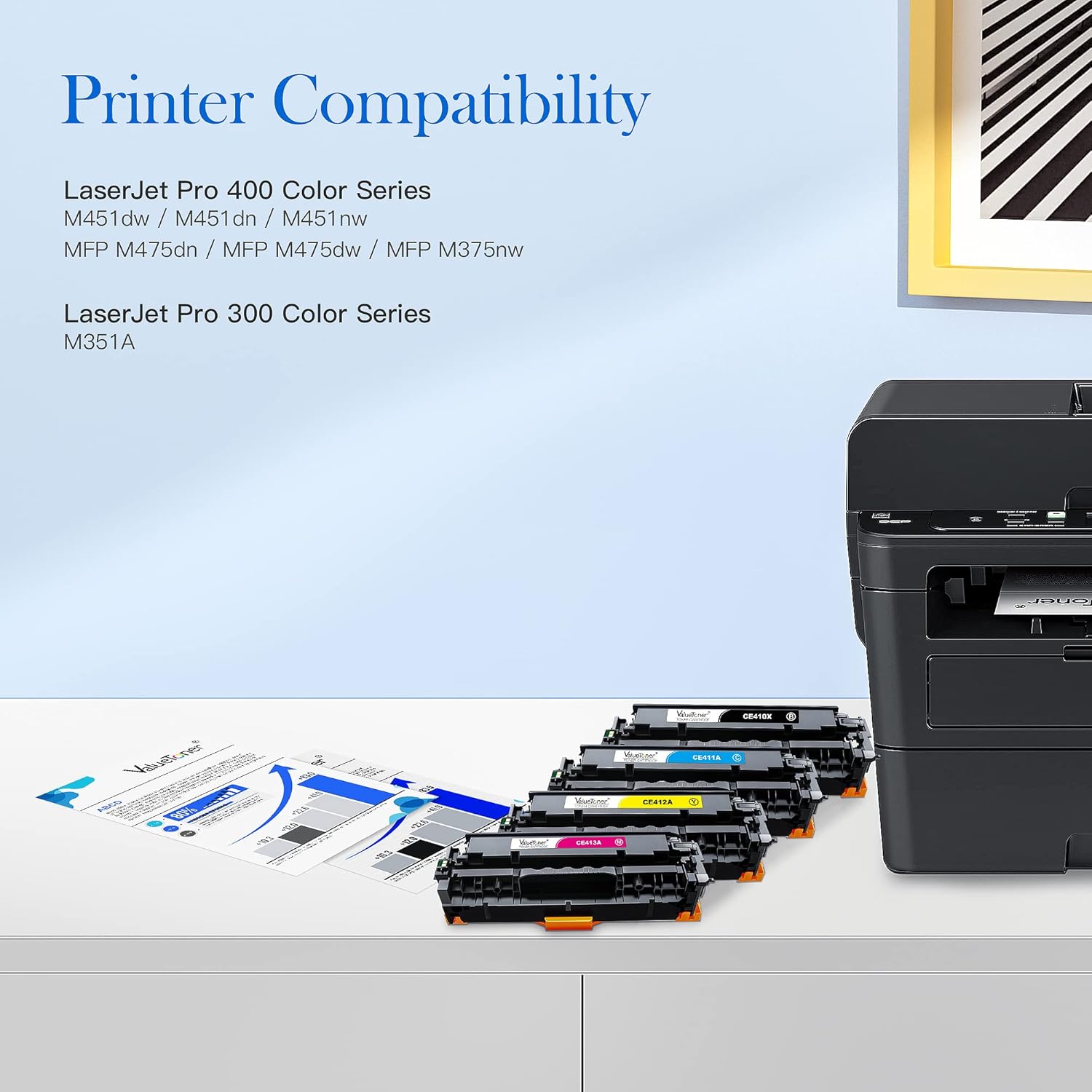 Valuetoner Remanufactured Toner Cartridge Replacement for HP 305A 305X CE410A CE410X CE411A CE412A CE413A for Laserjet Pro 400 M451dn M451nw M475dn M475dw M451dw M375nw (Black, Cyan, Magenta, Yellow)