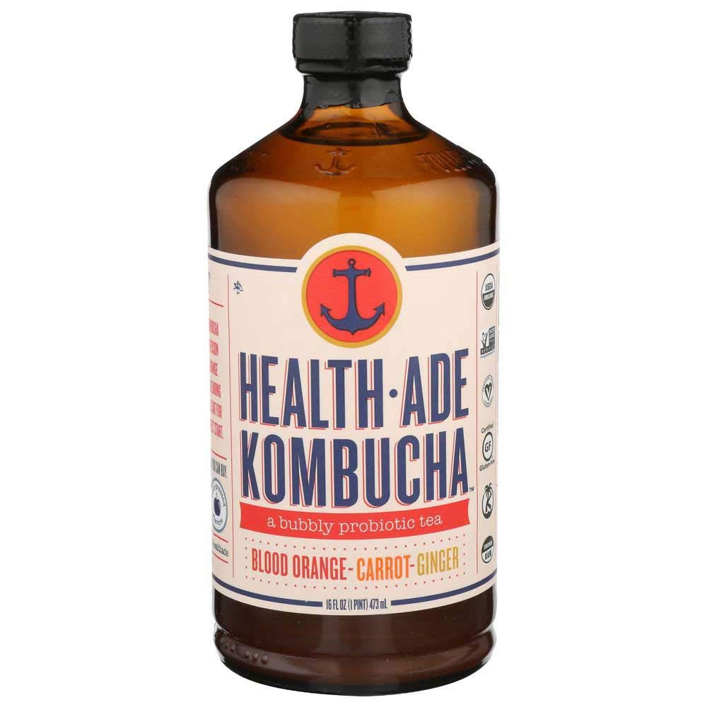 Health Ade Organic Blood Orange Carrot Ginger Kombucha, 16 Fluid Ounce - 12 per case.