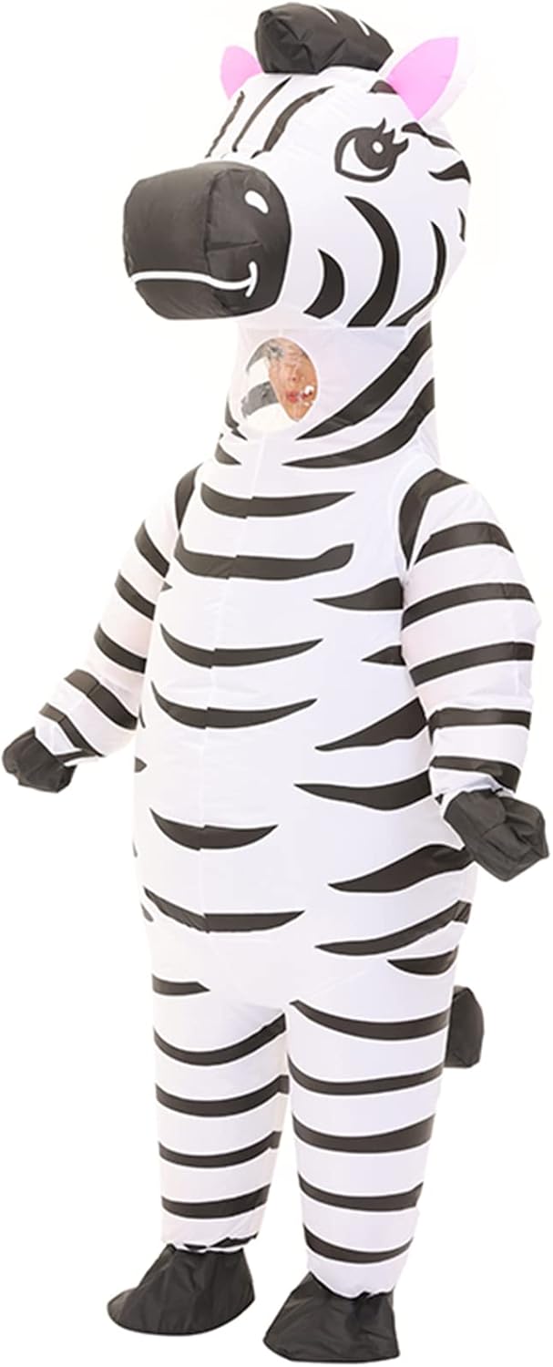 Inflatable Costume Zebra Costume Funny Blow up Animal Costume Cosplay Party Christmas Halloween Costume Festival Costume Jumpsuit