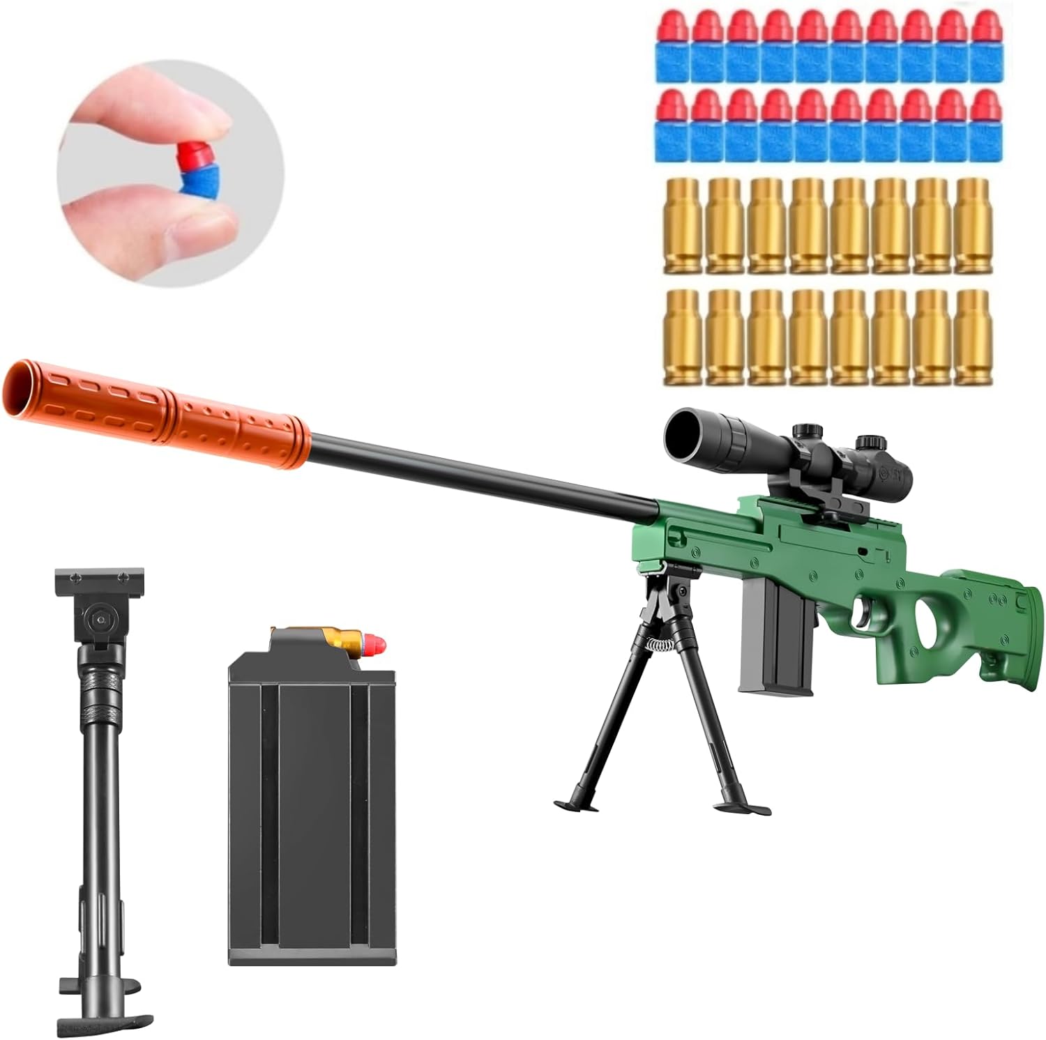 Soft Bullet Toy Gun Sniper Rifle with Scope Realistic Barrel Shell ejecting Foam Blaster Gun Dart Pellet Prop Backyard Outdoor Shooting Game for Boys Teens Adults Gifts Age 8-12 14 Years Old