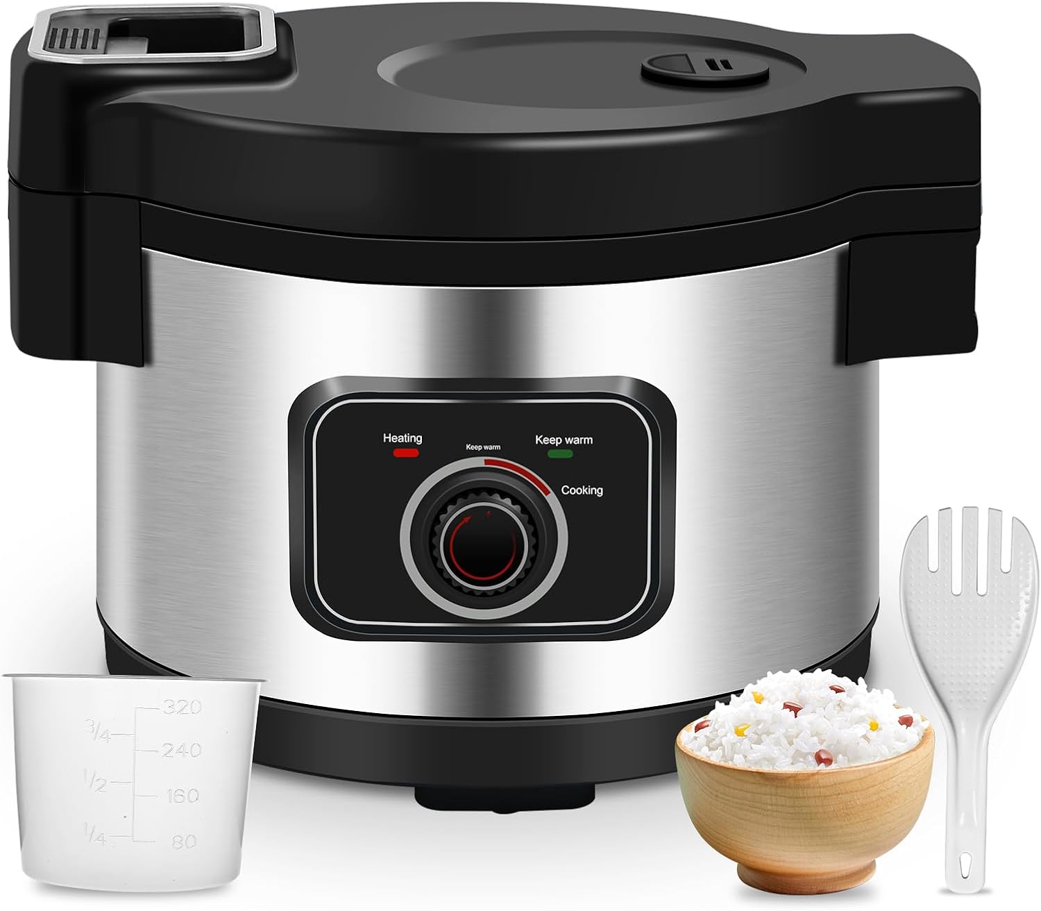 Commercial Rice Cooker Large Rice Cooker 50Cup(Cooked)/25Cup (Uncooked), 1850W 13L Rice Cooker for Restaurant Canteen Party Commercial Rice Warmer for 24H