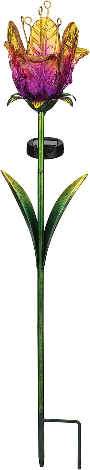 Regal Art & Gift 11620 Ruffled Tulip Stake Solar Light Garden Decor, Purple