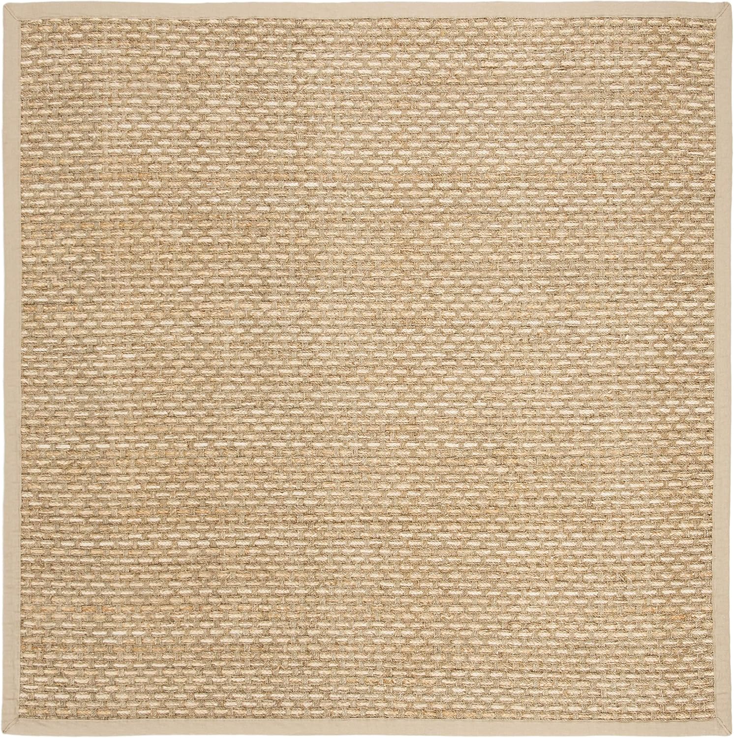 SAFAVIEH Natural Fiber Collection 6' Square Beige NF118A Border Basketweave Seagrass Area Rug