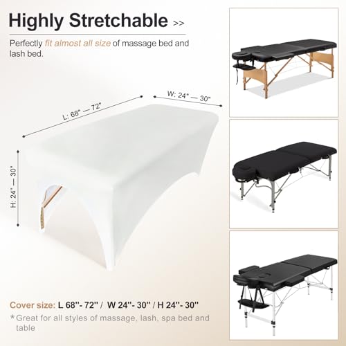 2-Piece Spa Bed Cover Professional Lash Bed Cover Stretchy Massage Table Cover Beauty Bed Protective Topper, Excellent for Lash Extension, Spa, Massage, Beauty Salon, Wax, Tattoo (Pink)