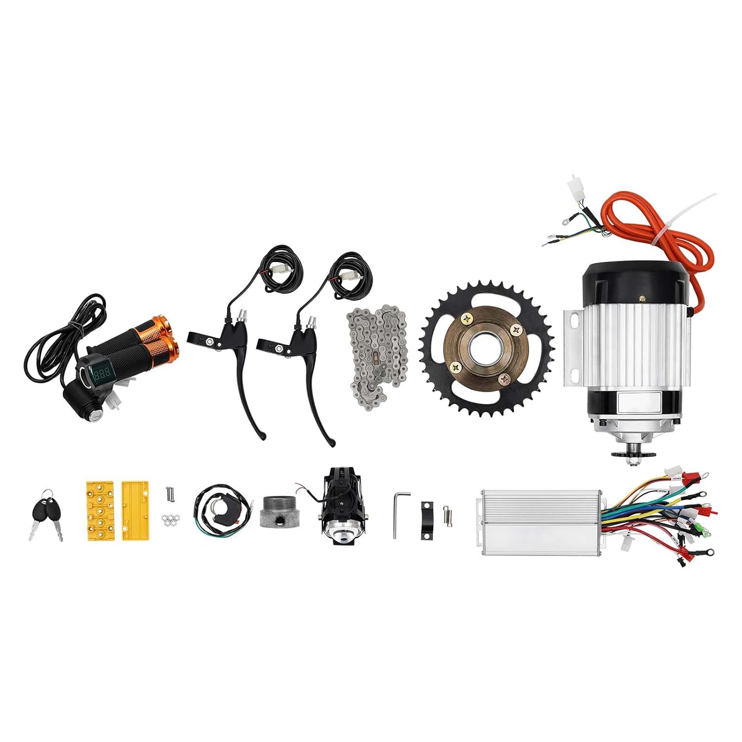 Brushless Motor Kit 48V 500W, Tricycle Electric Motor Kit Electric Scooter Motor with Chain and No Tteeth Freewheel, Motorcycle Bicycle Bike Engine Go Kart Motor Electric Scooter Conversion Kit