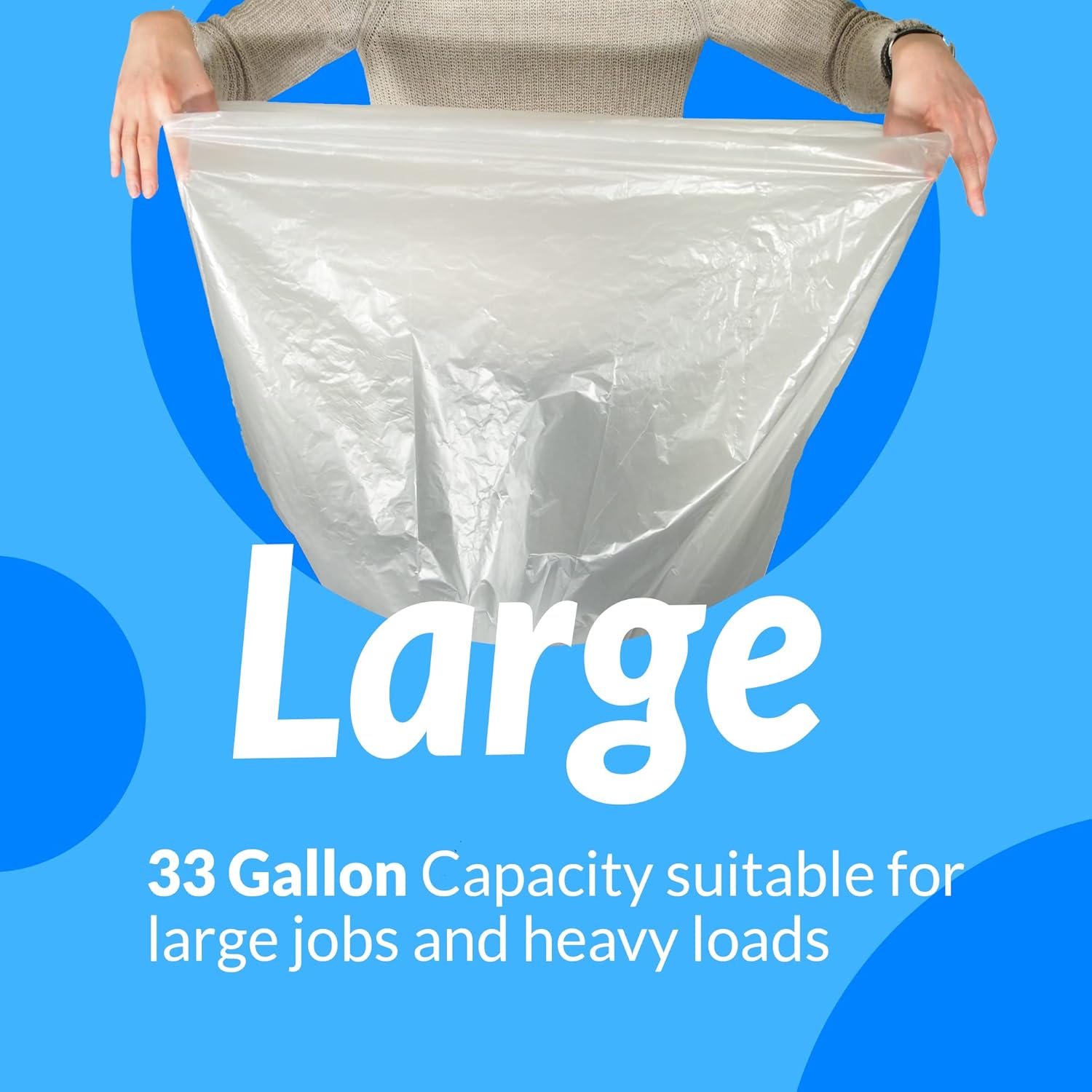 Reli. SuperValue 33 Gallon Trash Bags | 125 Count | Made in USA | Heavy Duty | Clear Multi-Use Garbage Bags