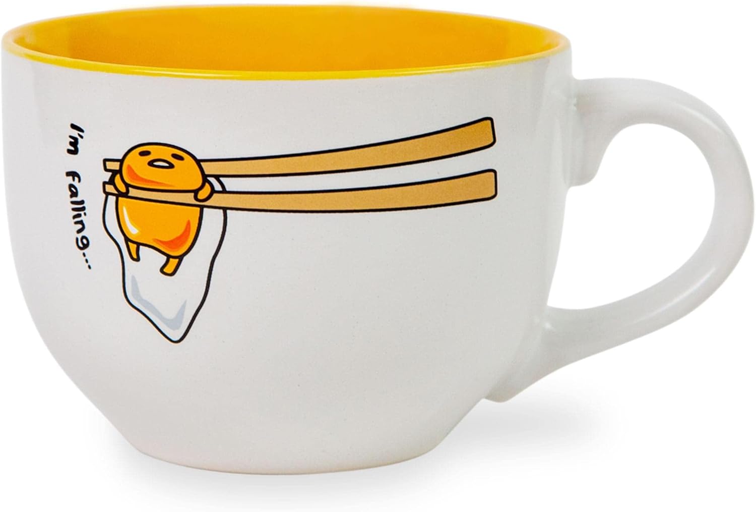 Silver Buffalo Sanrio Gudetama I'm Falling Ceramic Soup Mug Bowl For Ice Cream, Cereal, Beverages | Holds 24 Ounces