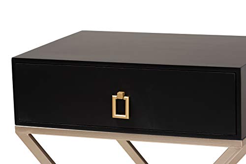 Baxton Studio Nightstands, Black/Brass/Gold