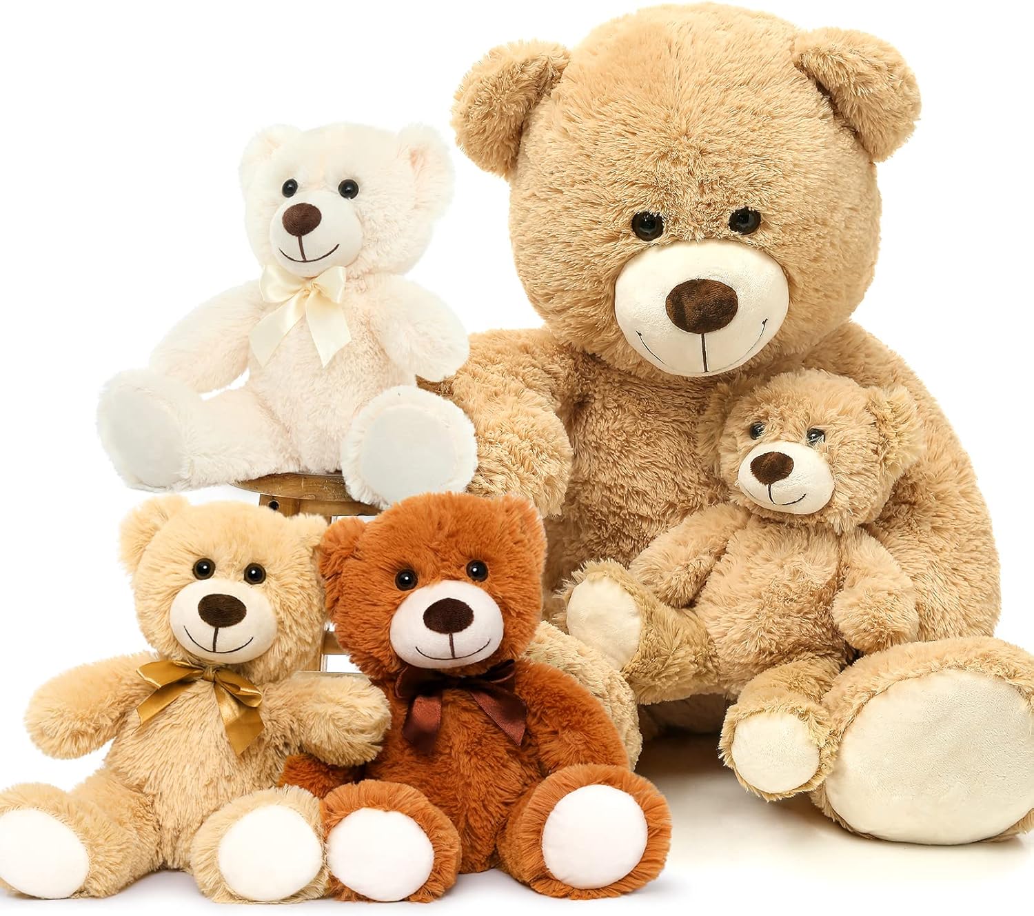 MorisMos Giant Teddy Bear & 3 Pcs Teddy Bears Bulk Stuffed Animals for Baby Shower Valentine Christmas
