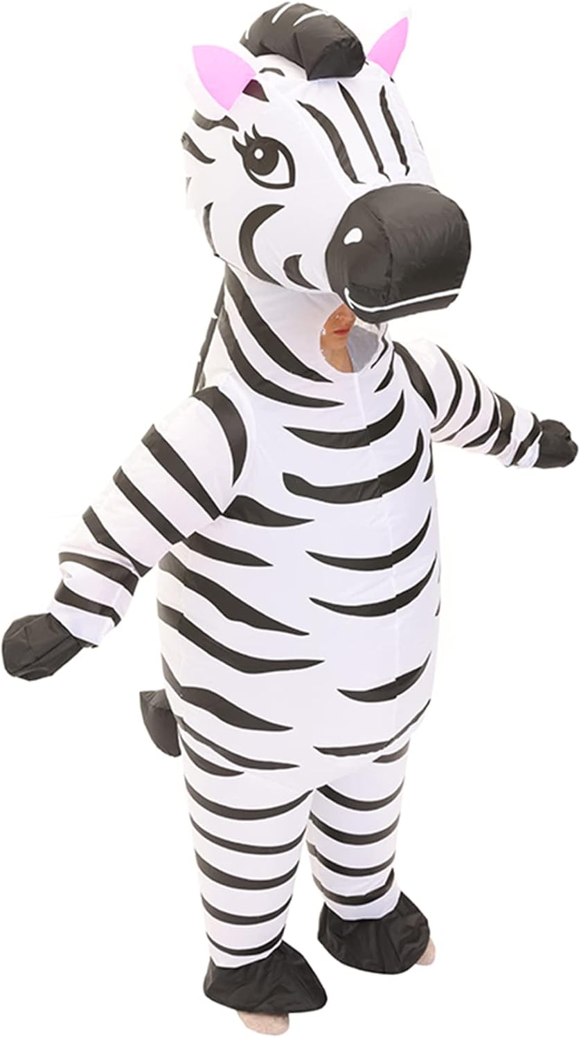 Inflatable Costume Zebra Costume Funny Blow up Animal Costume Cosplay Party Christmas Halloween Costume Festival Costume Jumpsuit
