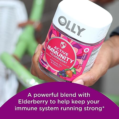 Olly Gummy Active Immunity+Elderberry, 45 Gummies (1 Pack), Berry Flavor