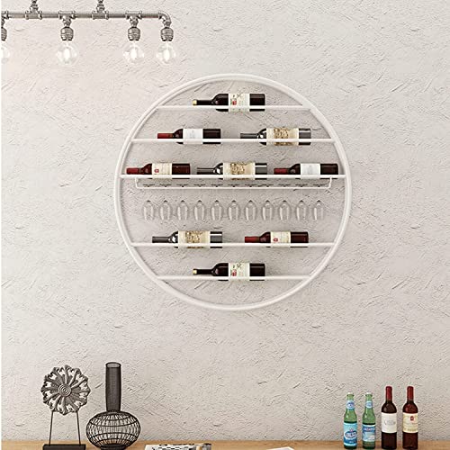 White Wine Rack,Round Wine Bottle Holder,Wall Mounted Wine Glass Storage Rack Metal,Floating Wine Shelf Organizer for Bars,Restaurants,Kitchens The New Fashionable