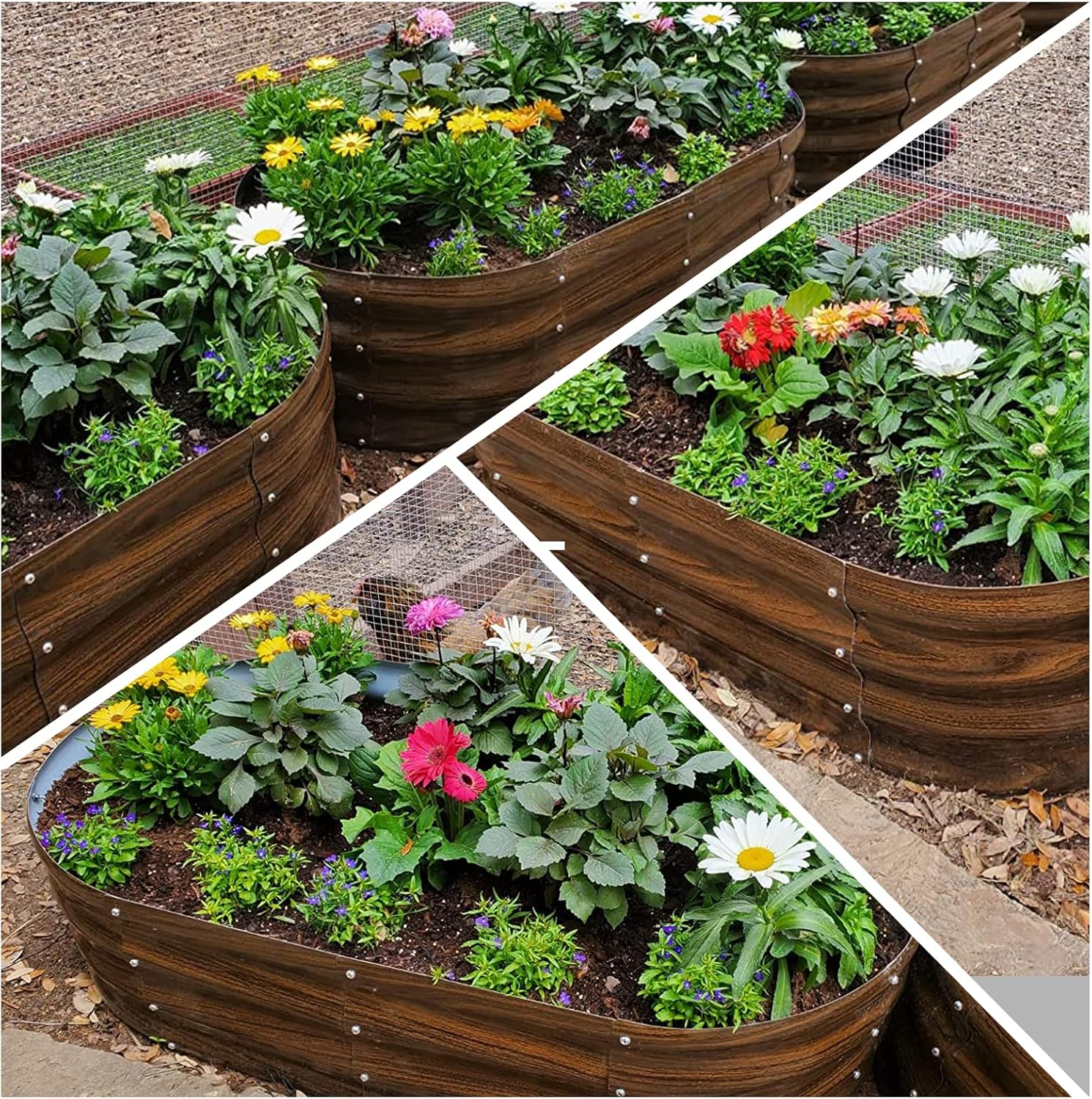 SnugNiture 2 Pcs 4x2x1ft Oval Metal Garden Bed. 3 Pcs 2x2x1ft Round Galvanized Raised Garden Bed