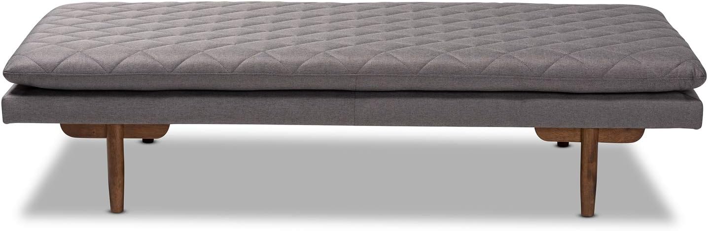 Baxton Studio Marit Grey Upholstered Walnut Wood Daybed