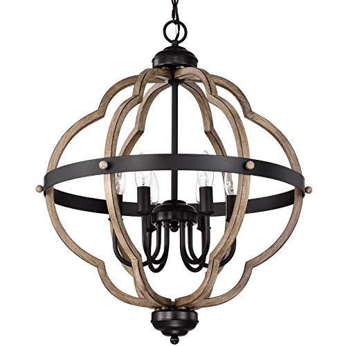 ACLand Farmhouse 4 Light Chandelier Lighting, Oil Rubbed Bronze Hanging Light Fixture with Chain, Diameter 21 Inch Rustic Pendant Light for Kitchen Island, Entryway,Living Room, Bedroom