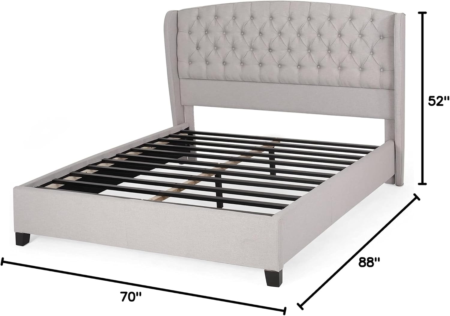 Christopher Knight Home Costello Fully Upholstered Fabric Bed Set, Queen, Light Grey