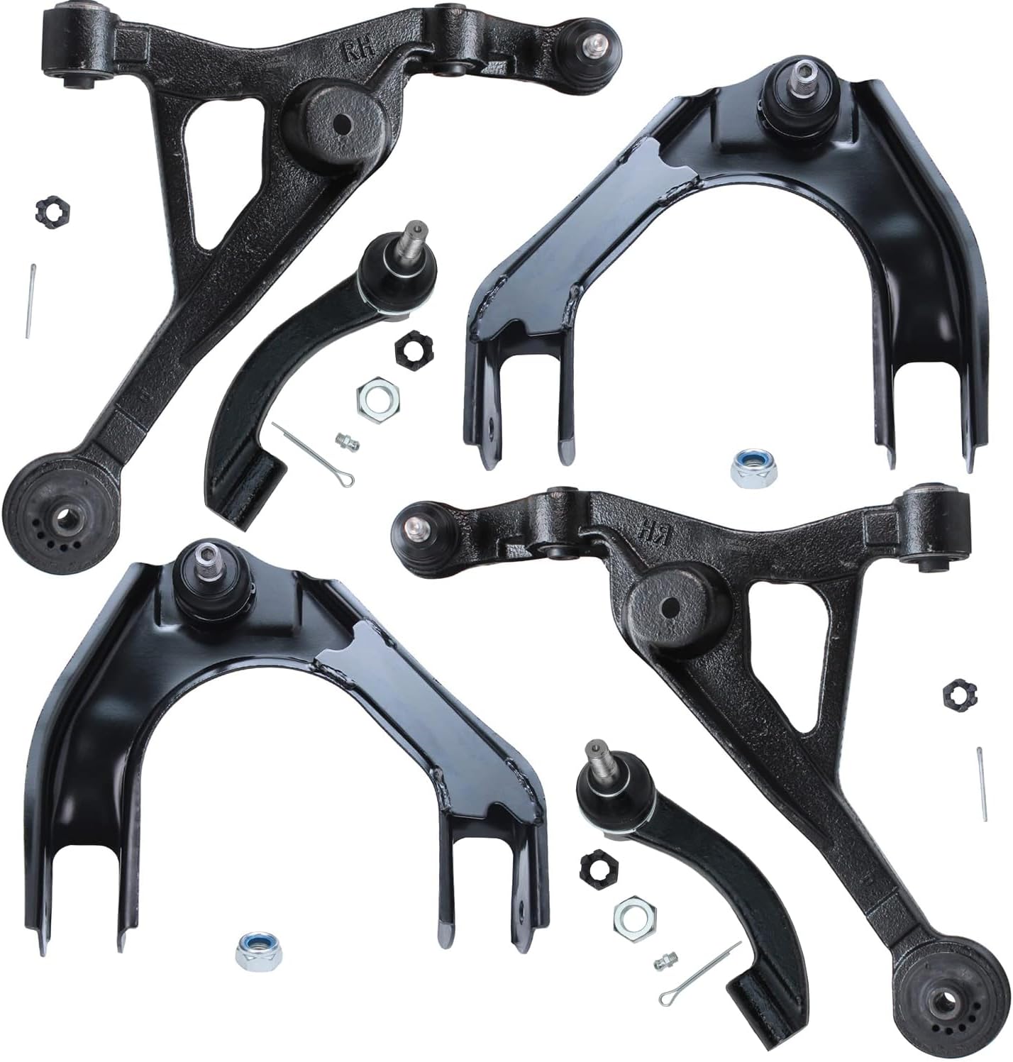 Detroit Axle - Front Upper and Lower Control Arms w/Ball Joints + Outer Tie Rods Replacement for 1995-2000 Dodge Stratus Plymouth Breeze Chrysler Cirrus - 6pc Set