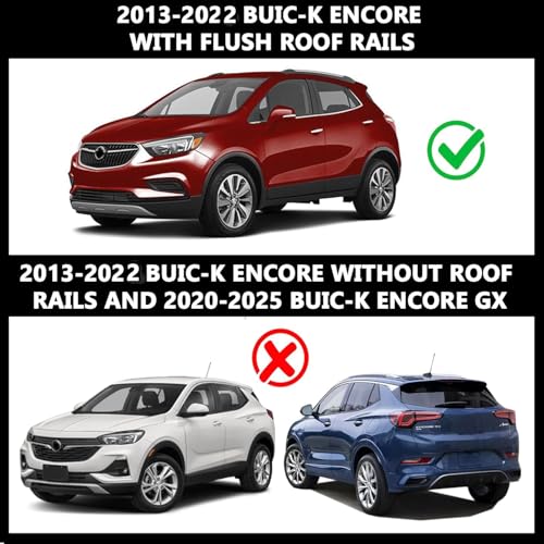 Coyote Roof Rack Crossbars Fit for 2013-2022 Buic-k Encore Flush Side Rails, Lockable Cross Bars for Rooftop Cargo Box Luggage, Ski Board, Bike Carrier – Black MG16